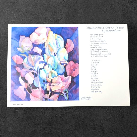 Shirley Jeane “Betsy’s Garden” 2001 Floral Watercolor Print Poem Elizabeth Long - Picture 2 of 7